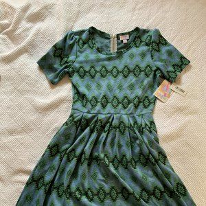 LuLaRoe Medium Amelia - Blue and Green Aztec pattern - NWT